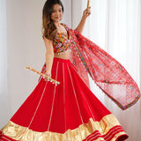 Reddish Traditional Rayon Lehenga