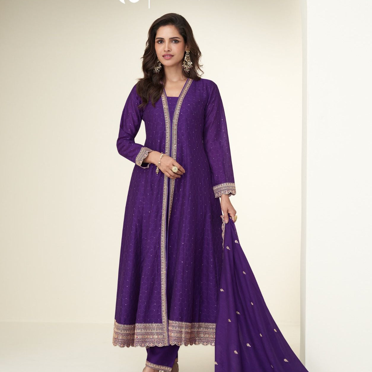 Attractive Charvi Silk Anarkali Suit