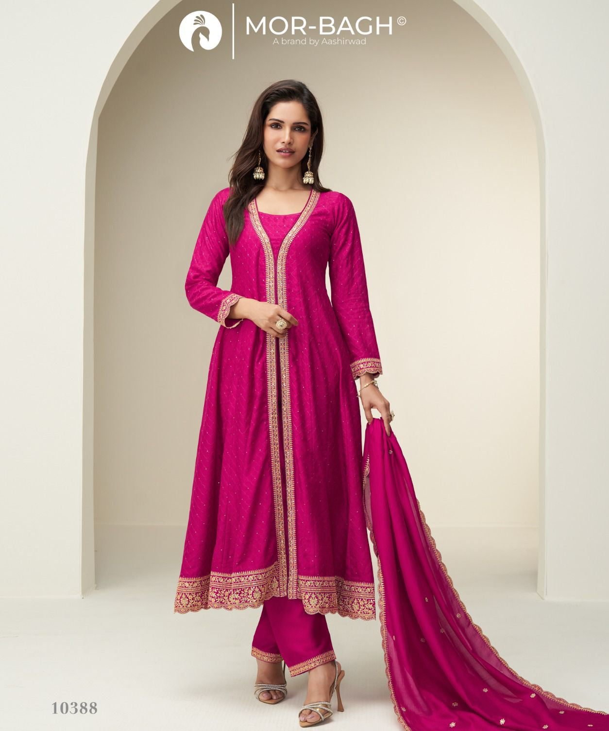 Attractive Charvi Silk Anarkali Suit