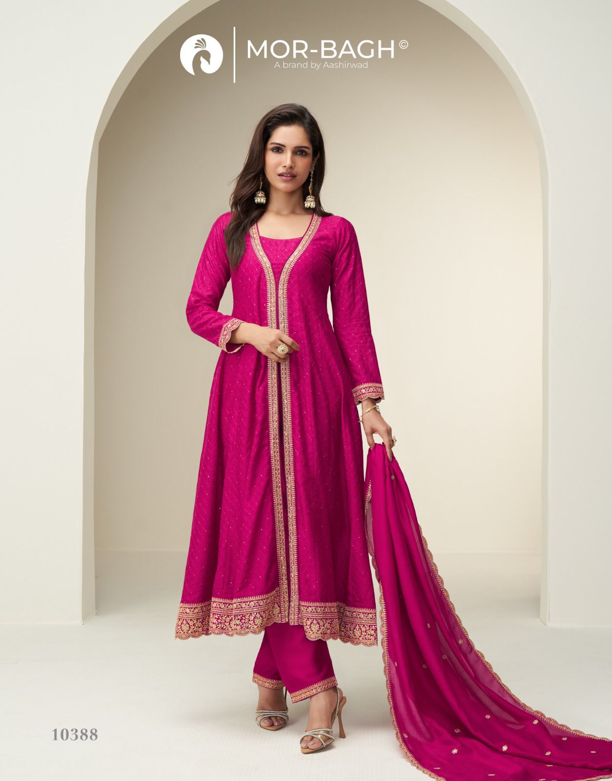 Attractive Charvi Silk Anarkali Suit