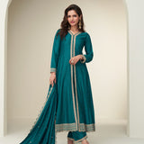 Attractive Charvi Silk Anarkali Suit