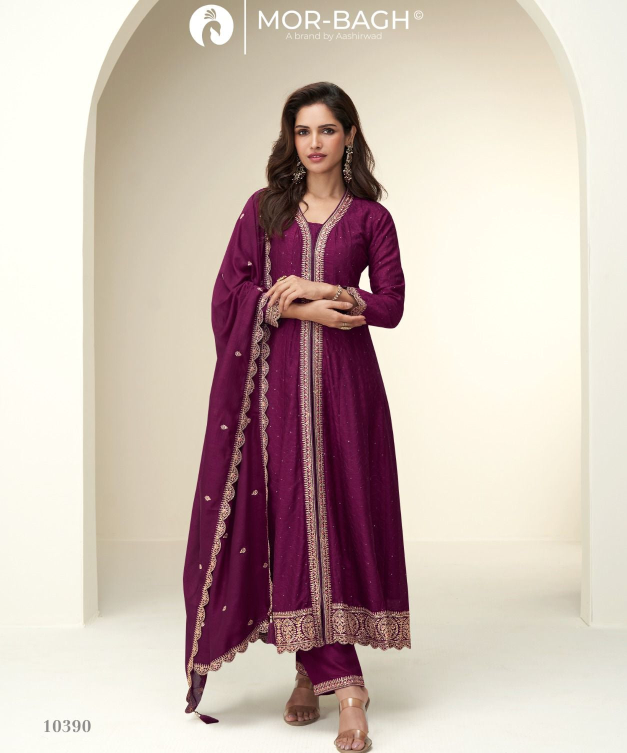 Attractive Charvi Silk Anarkali Suit