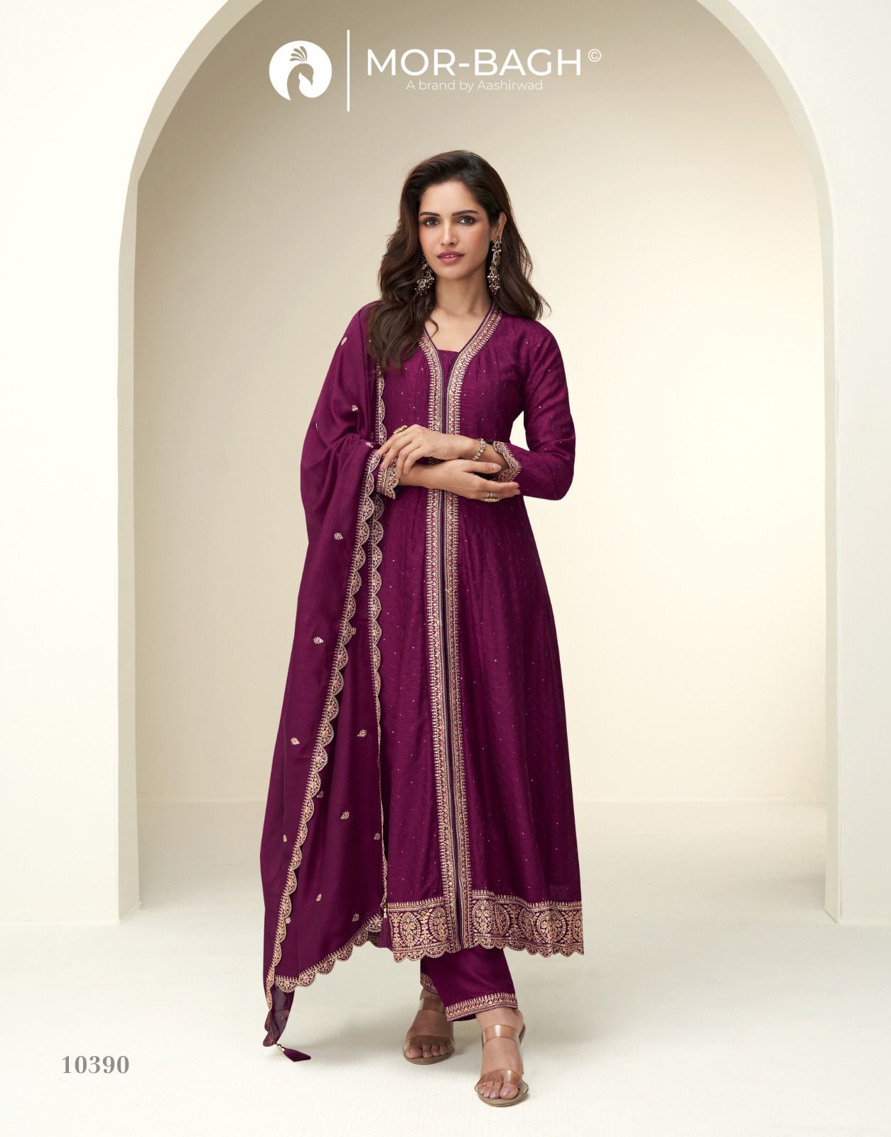 Attractive Charvi Silk Anarkali Suit