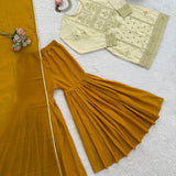 Elegance Natural Crepe  Suit Sharara