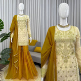 Elegance Natural Crepe  Suit Sharara