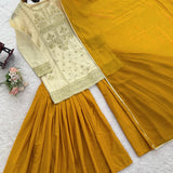 Elegance Natural Crepe  Suit Sharara