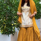 Elegance Natural Crepe  Suit Sharara