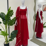 Shiny Maroon Georgette Suit