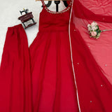 Shiny Maroon Georgette Suit