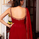 Shiny Maroon Georgette Suit
