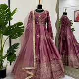 Charming Crafted Satin Anarkali Suit