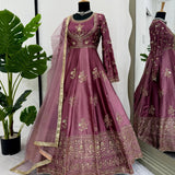Charming Crafted Satin Anarkali Suit