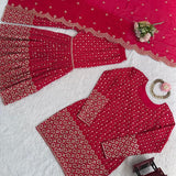 Grace Red Embroidered Suit Sharara
