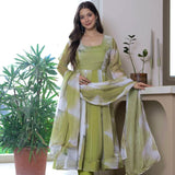 Floral Organza Cotton Flared Suit