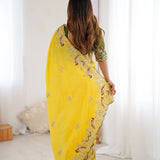 Designer Lemon Yellow  Silk Saree