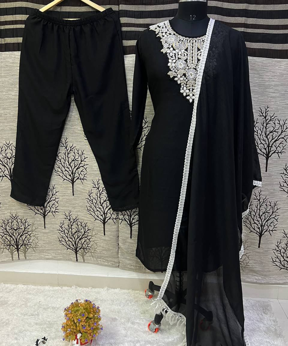 Classic Vichitra SIlk Straight Suit