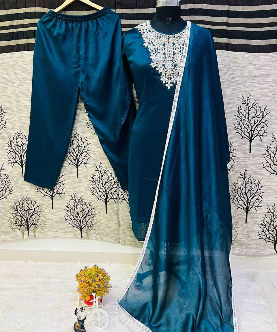 Classic Vichitra SIlk Straight Suit