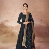 Black Georgette Flair Anarkali Gown