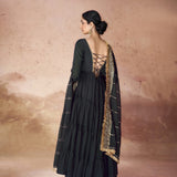 Black Georgette Flair Anarkali Gown