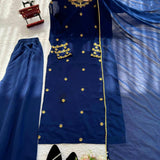Crafted Georgette Dark Blue Suit