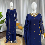 Crafted Georgette Dark Blue Suit