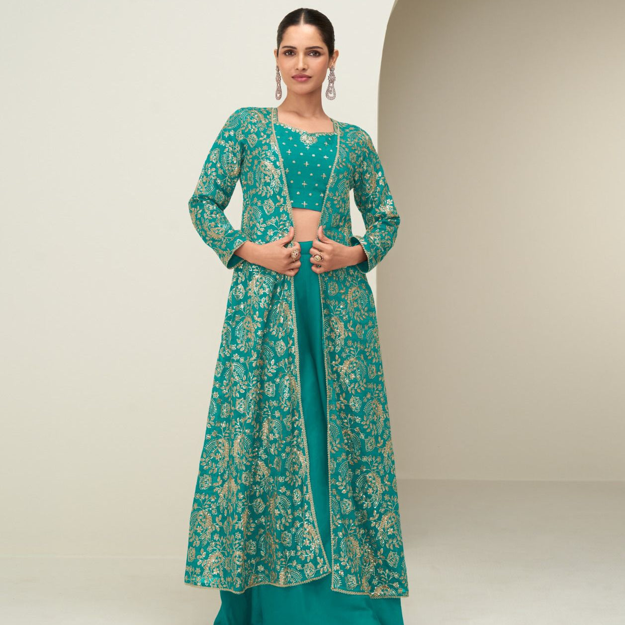 Gunjan Silk Embroidered Koti Suit