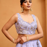 Lavender Glorious Tissue Lehenga