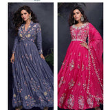 Marunal Chinon Embroidered Gown