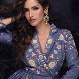 Marunal Chinon Embroidered Gown