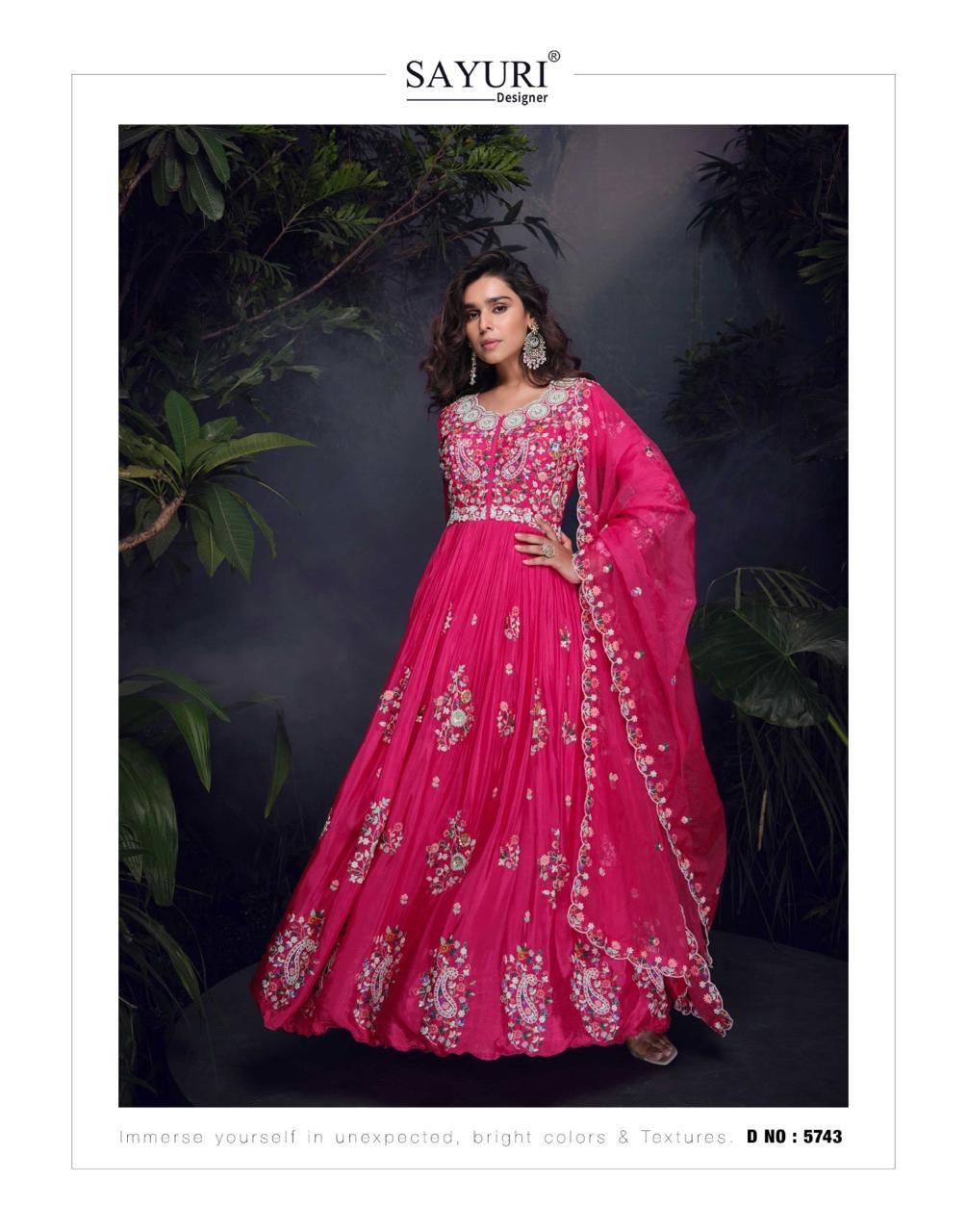 Marunal Chinon Embroidered Gown