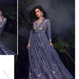 Marunal Chinon Embroidered Gown
