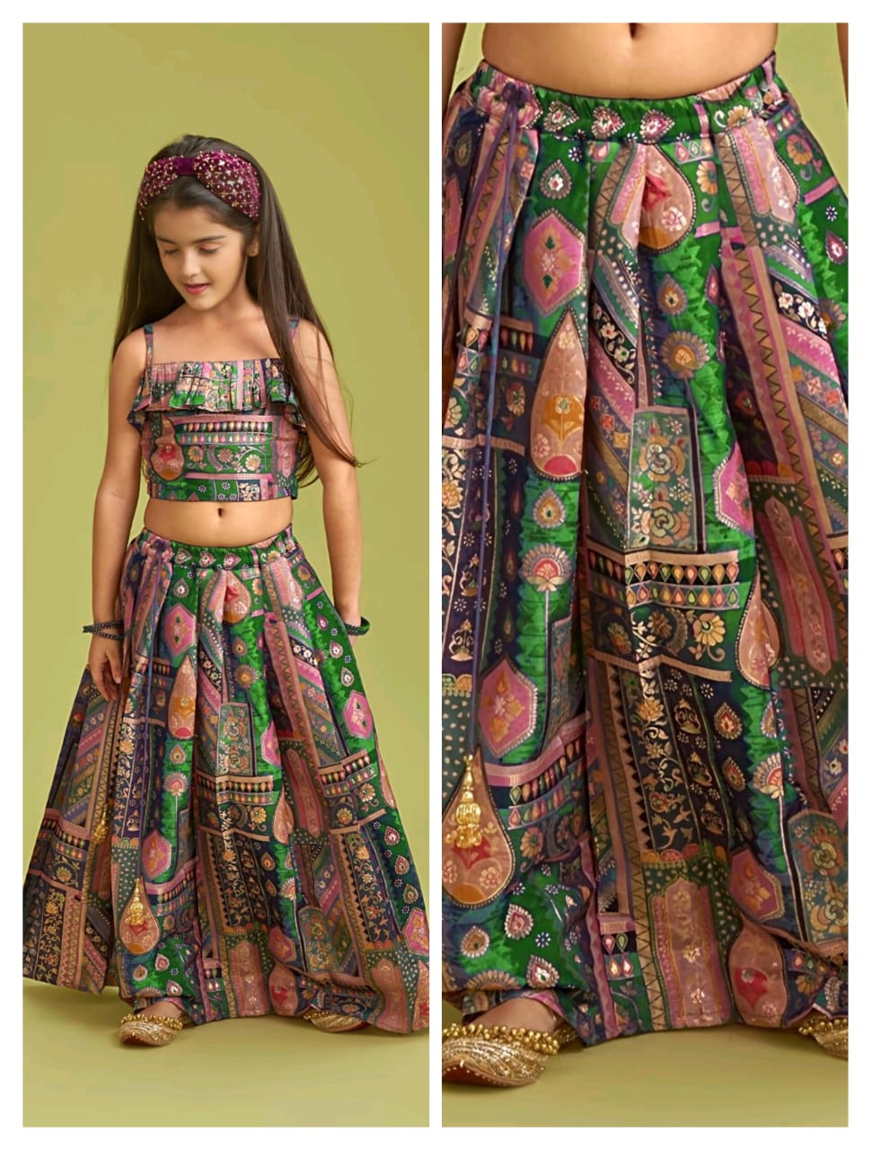 Beautiful Bandhej Printed Kids Lehenga
