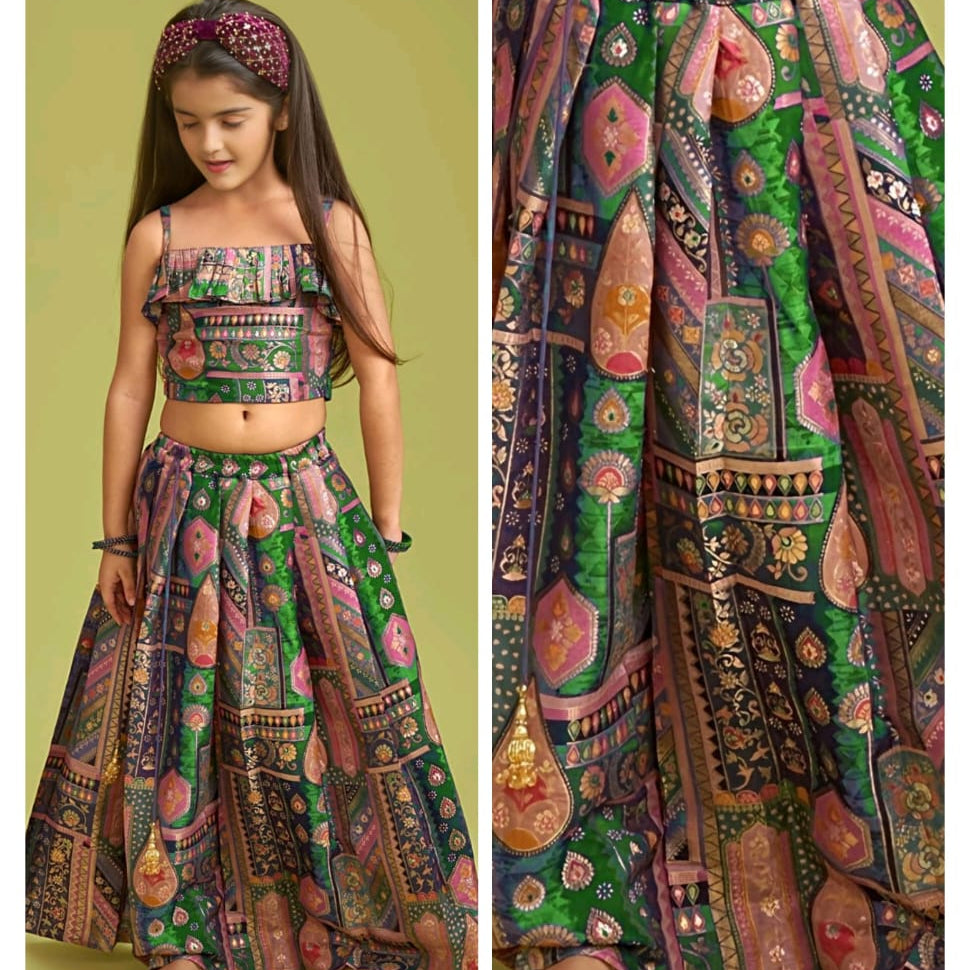 Beautiful Bandhej Printed Kids Lehenga