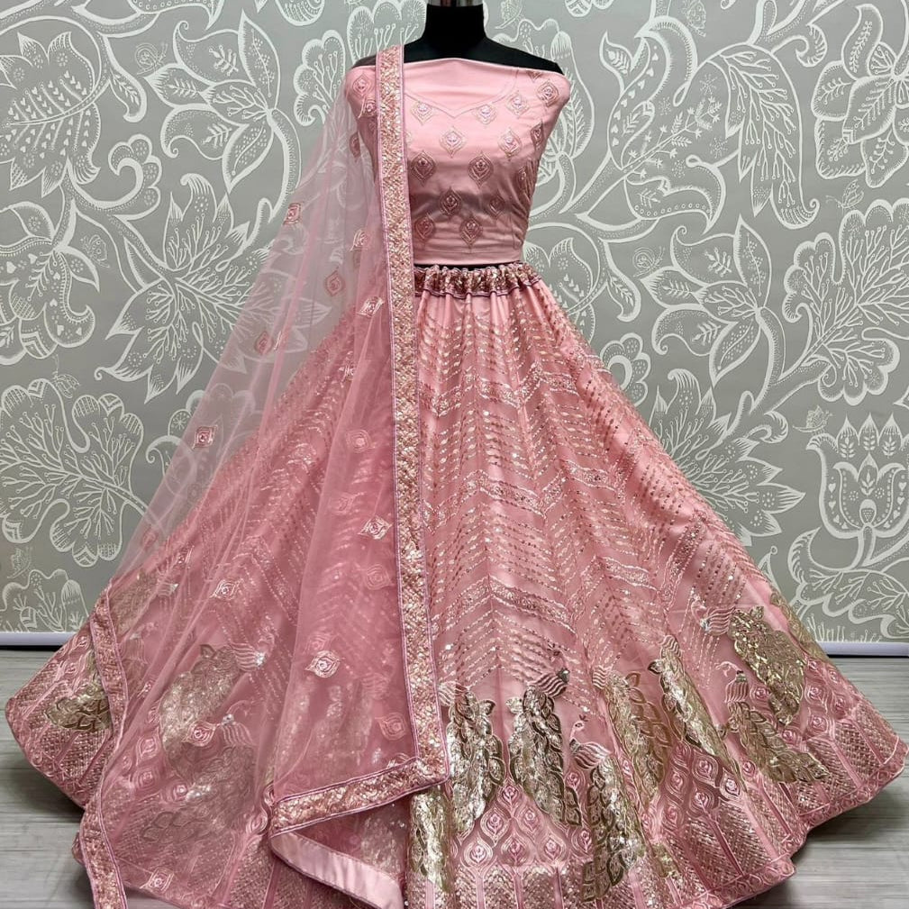 Elegant Peacock Embroidered Lehenga
