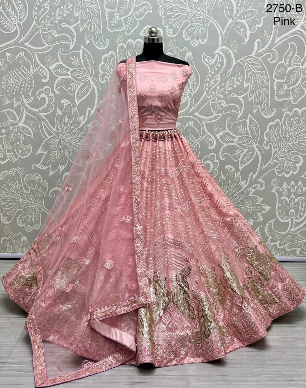 Elegant Peacock Embroidered Lehenga