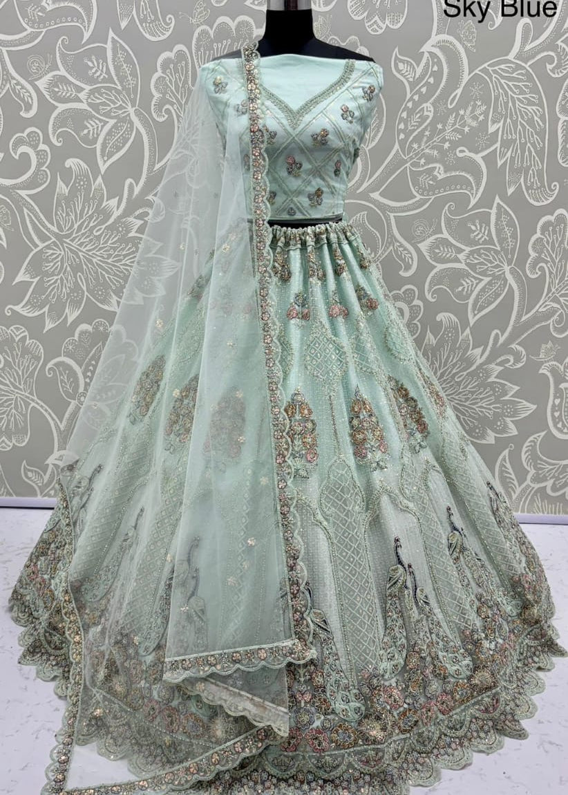 Majestic Heavy Peacock Embroidered Lehenga
