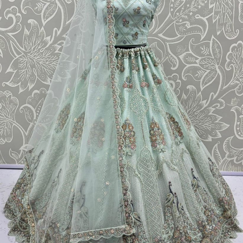 Majestic Heavy Peacock Embroidered Lehenga