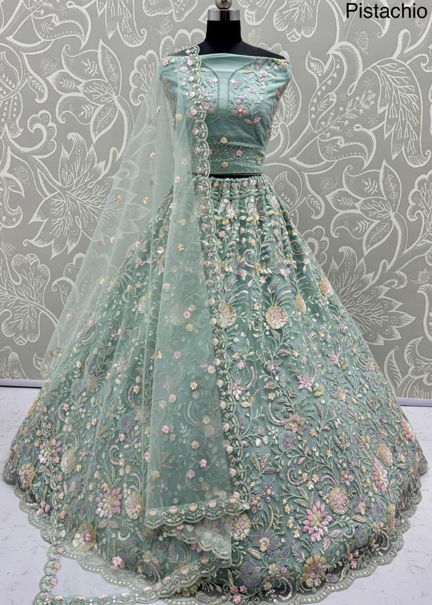 Incredible Embroidery Designer net Partywear Lehenga choli