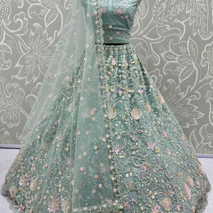 Incredible Embroidery Designer net Partywear Lehenga choli