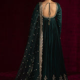Charming  Satin Dark Green Suit