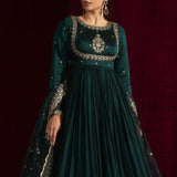 Charming  Satin Dark Green Suit