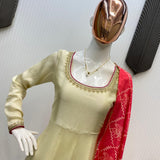 Exclusive Cream Chinon Anarkali Gown