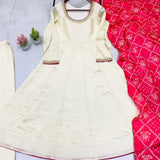 Exclusive Cream Chinon Anarkali Gown