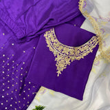Violet Embroidered Straight Suit