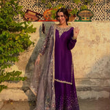 Violet Embroidered Straight Suit