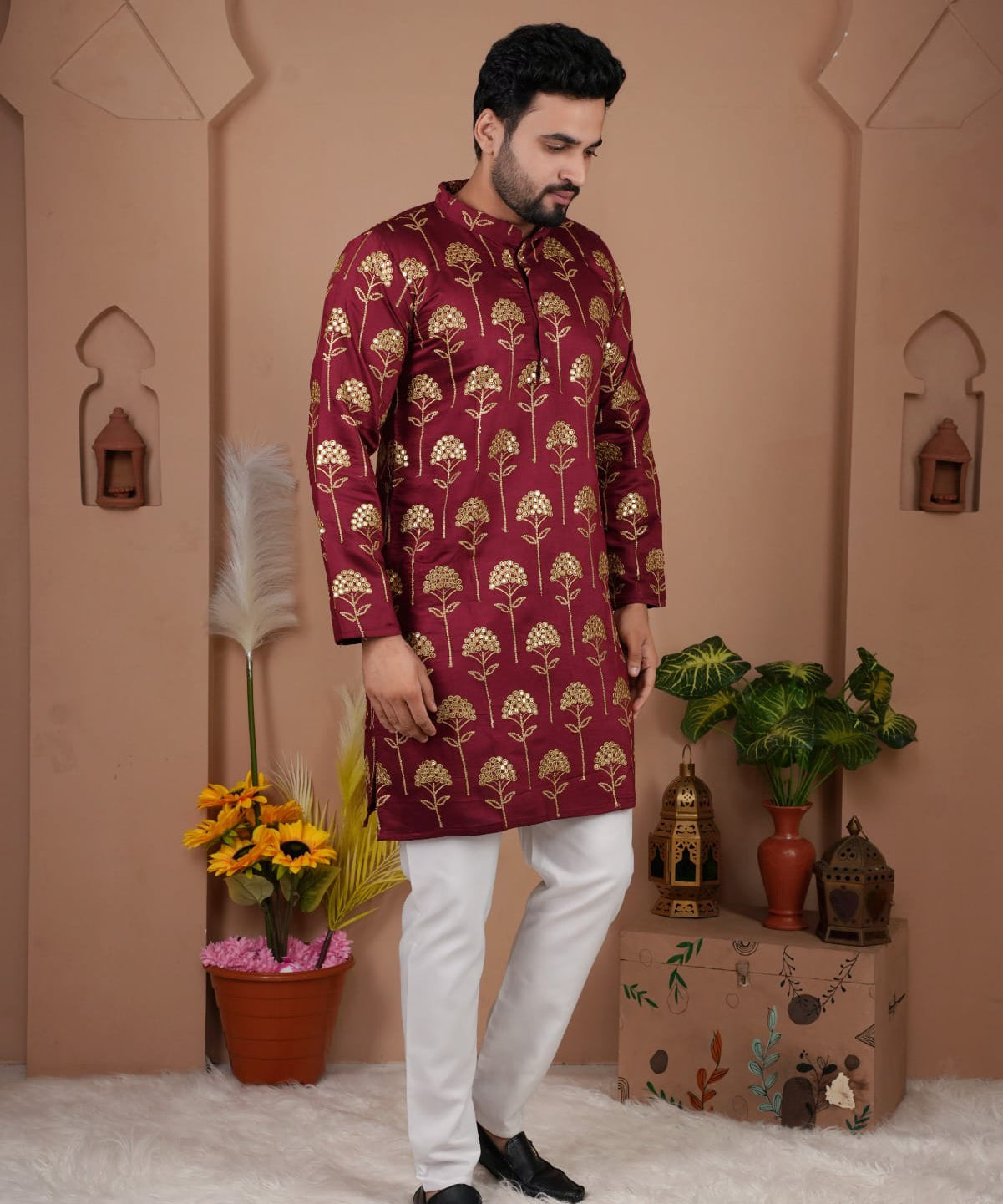 Men's Gadhval Silk Kurta Payjama