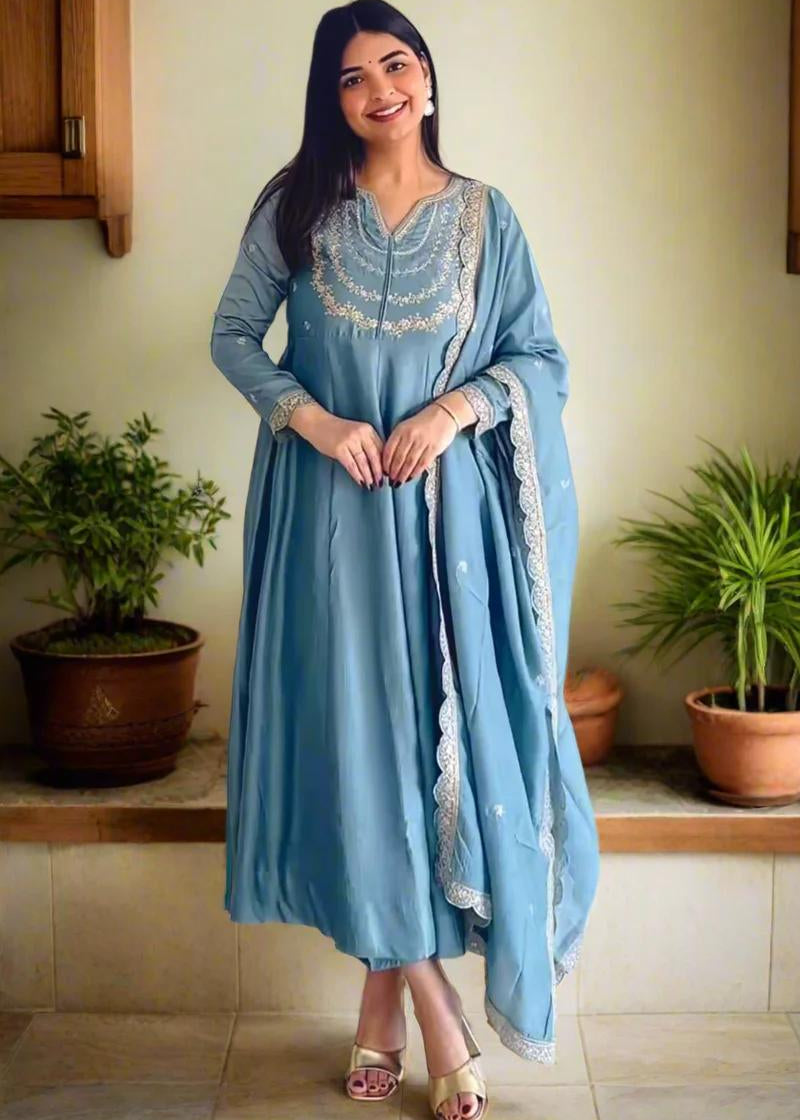 Tredny Designer Silk Anarkali Gown