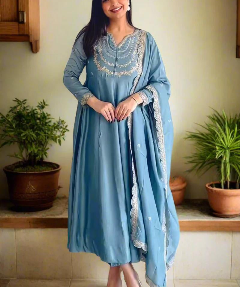 Tredny Designer Silk Anarkali Gown