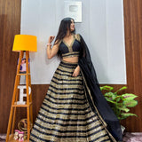 Black Heavy Kasturi Silk Lehenga