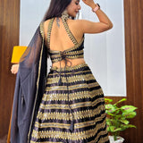 Black Heavy Kasturi Silk Lehenga